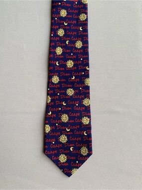 Vintage 1993 Alynn Neckwear Carpe Diem Seize The Day 100% Silk Tie Celestial